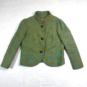 Via Veneto Roma Puccetti Italy Womens Small Cropped Jacket Green Blue Floral